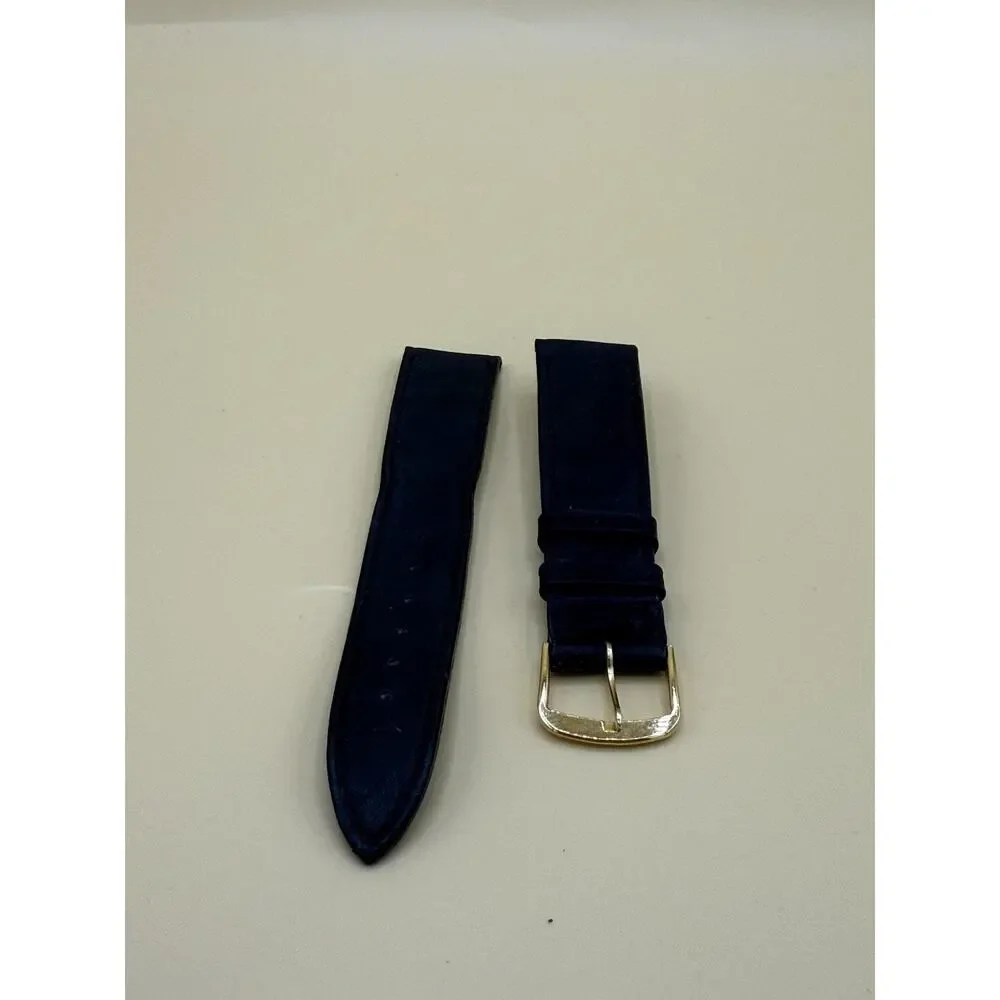 19mm KREISLER Genuine Calfskin Black NOS Vintage Watch Band & Gold-Tone Buckle